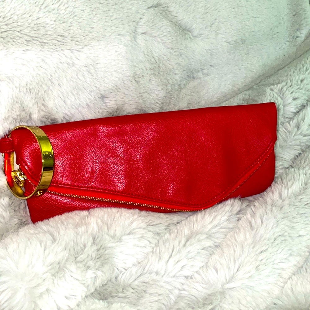Red leather clutch by mud pie